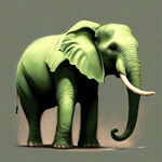 大象，全身，绿色，可爱，
