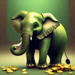大象，绿色，可爱， 金元宝