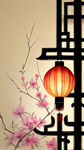 年货背景，灯笼，对联，中国结，福字挂钩，挂饰窗贴