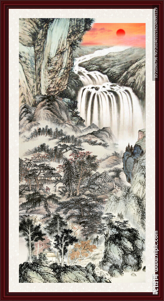 招财山水画 