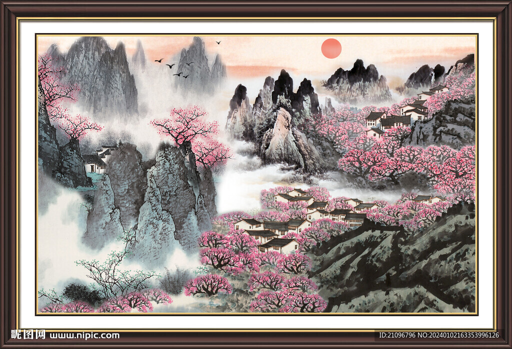 招财山水画 