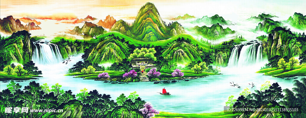风水宝地山水画 聚宝盆