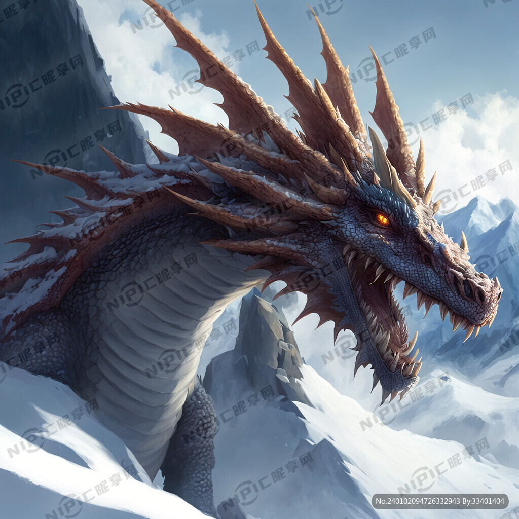 一条龙盘踞在雪山上