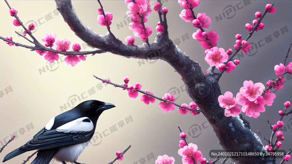腊梅花加喜鹊