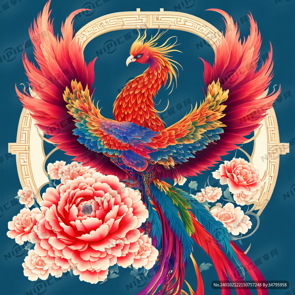 玫瑰花加凤凰
