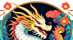 卡通龙 正脸龙头 卡通 春节素材 龙形象 贺卡 明信片 手机壳图案 本命年抱枕 国潮龙年插画 龙年国潮插画 手机壳 红包封面 台历挂历