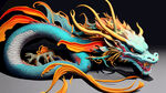 中国龙摆件，正面趴着，3D模型，彩色辛烷值渲染，完美光影，电影质感，高清，中国喜庆