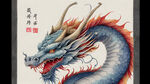 中国龙，正面趴着，完美光影，龙年春节，形象龙头，高清，国潮龙，中国喜庆