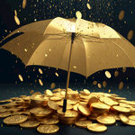 金币雨落下印在伞面