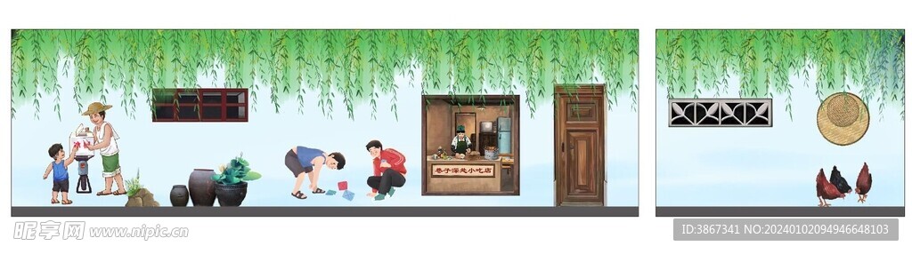古典墙绘