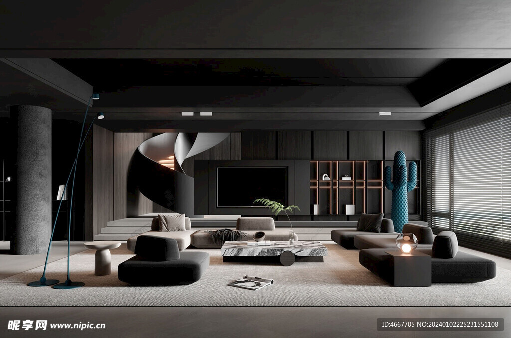 现代客厅3D场景模型