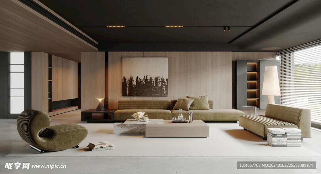现代客厅3D场景模型