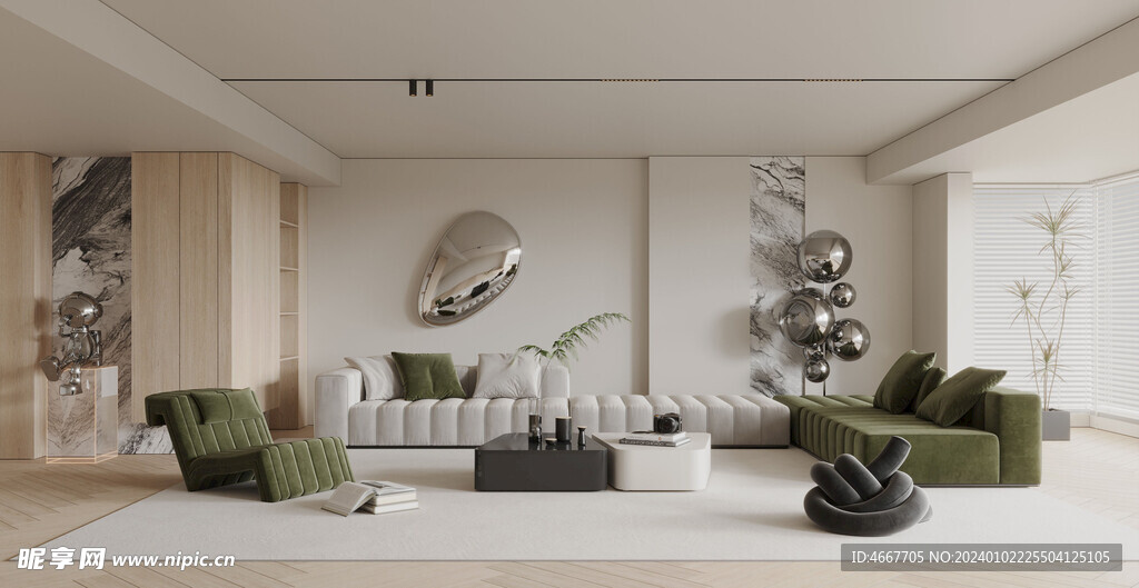 现代客厅3D场景模型