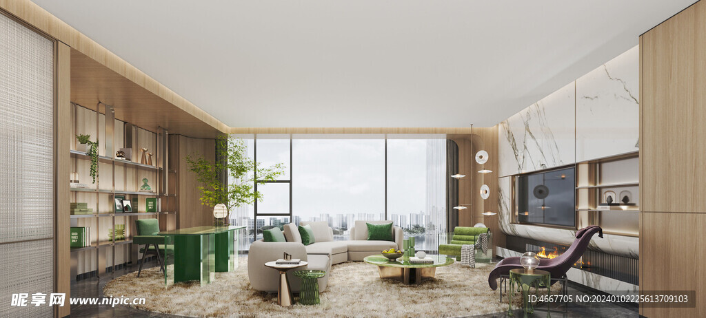 现代客厅3D场景模型