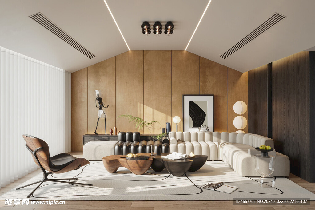 现代客厅3D场景模型