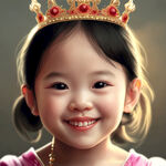 小女孩，头戴皇冠，微笑，可爱漂亮