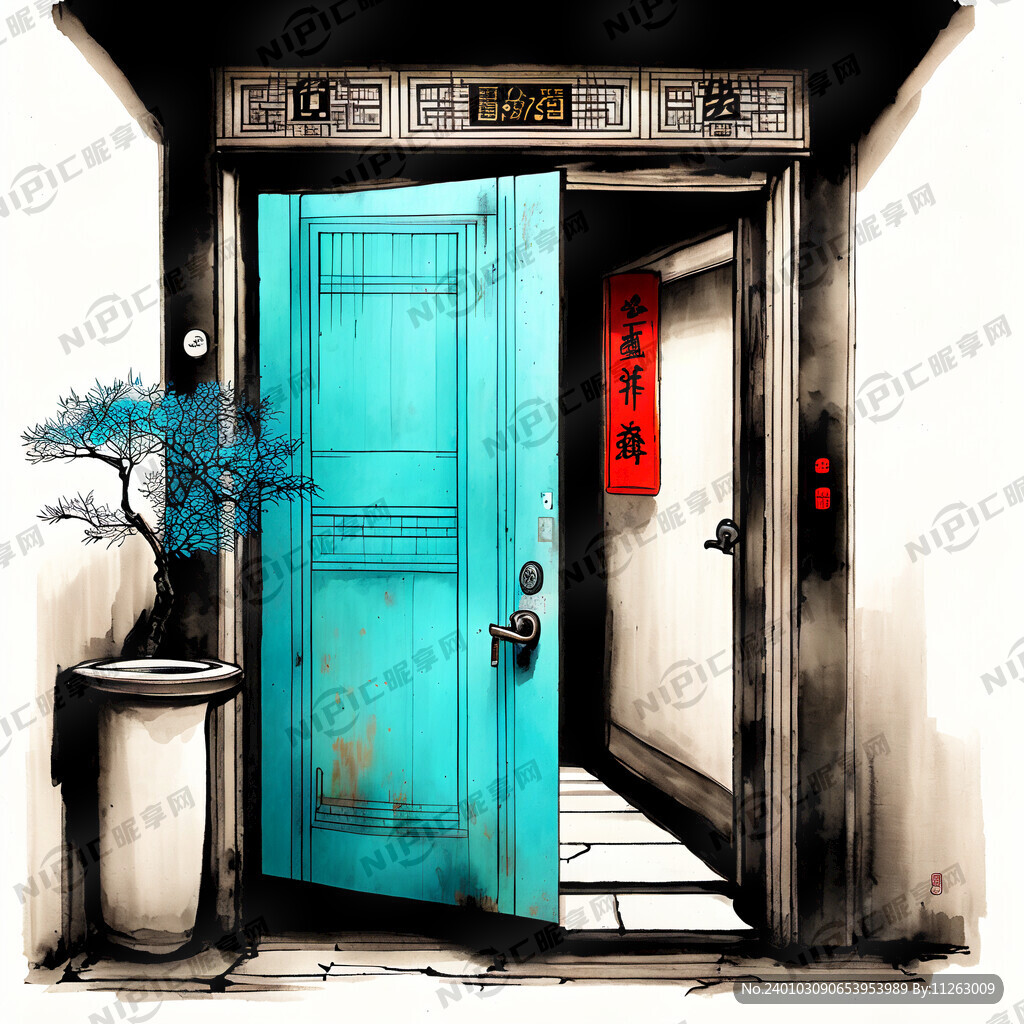 中国过去老式 厕所 门外