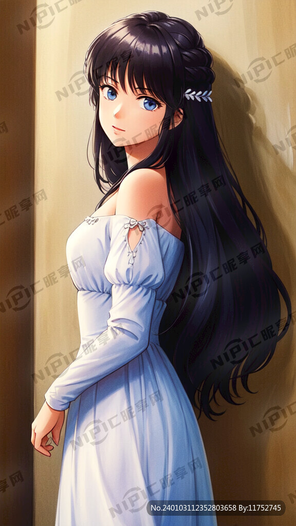 女生身着一袭古典的裙装