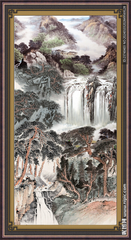 山水竖幅 