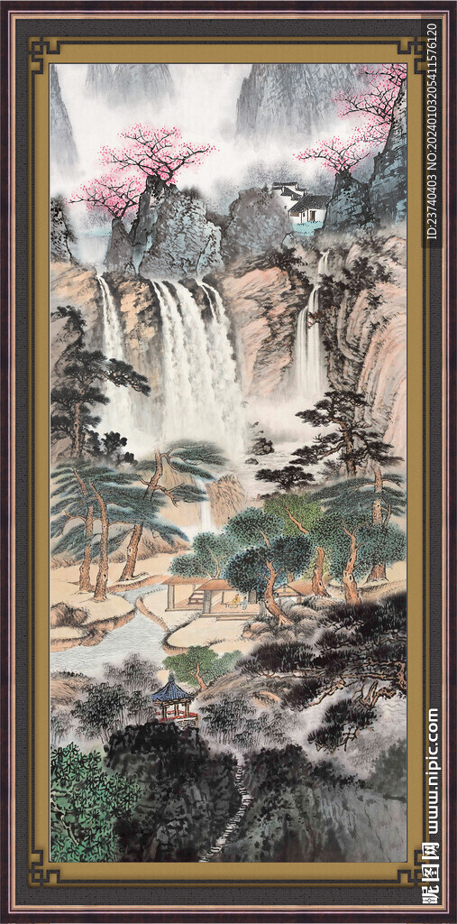竖式山水 