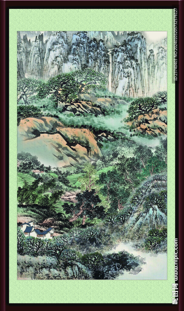 竖式山水 