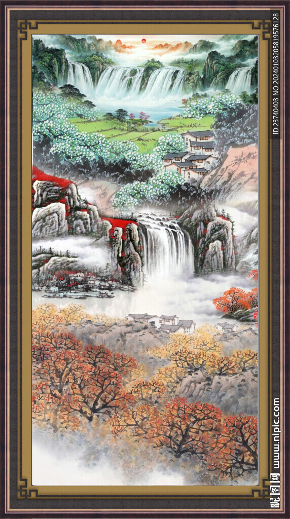 竖式山水 