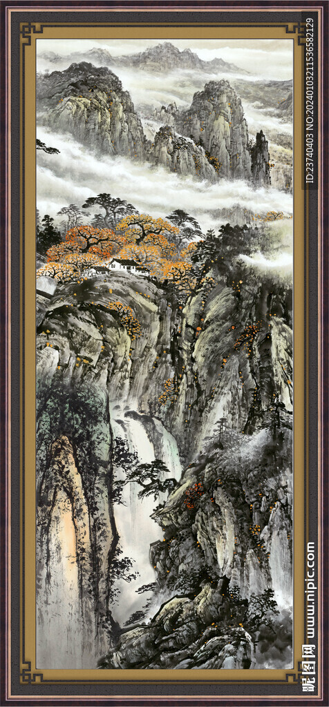 竖式山水 