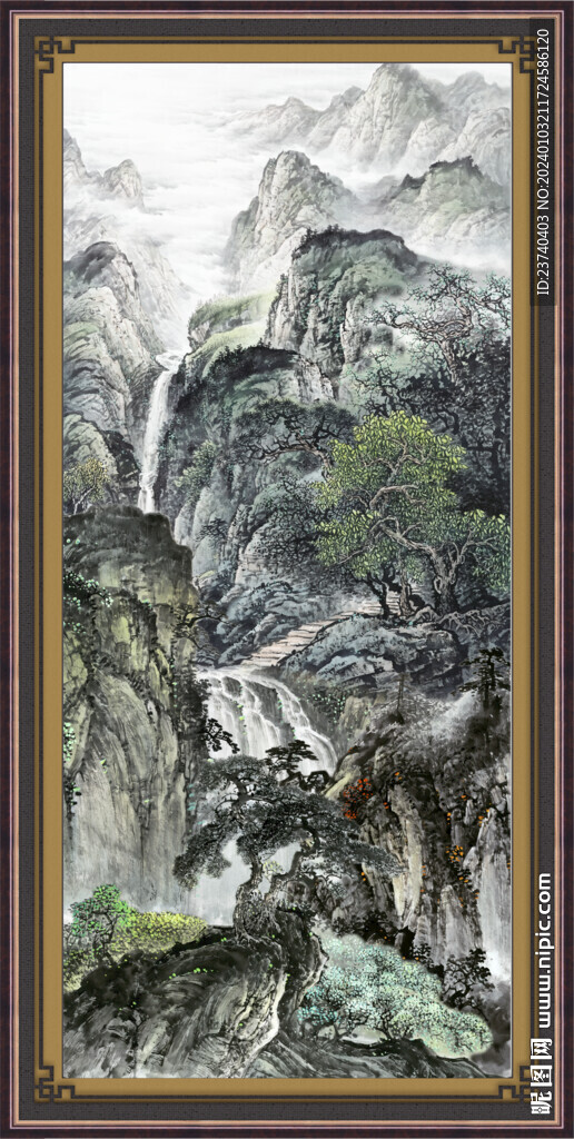 竖式山水 
