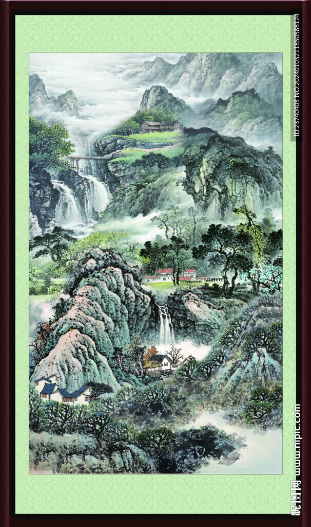 竖式山水 