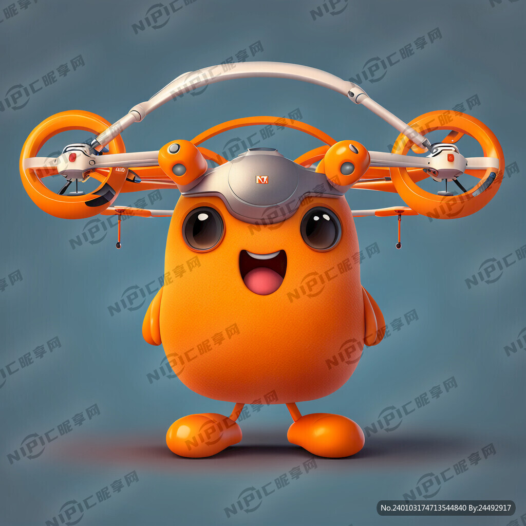 用无人机设计可爱吉祥物 橙色系