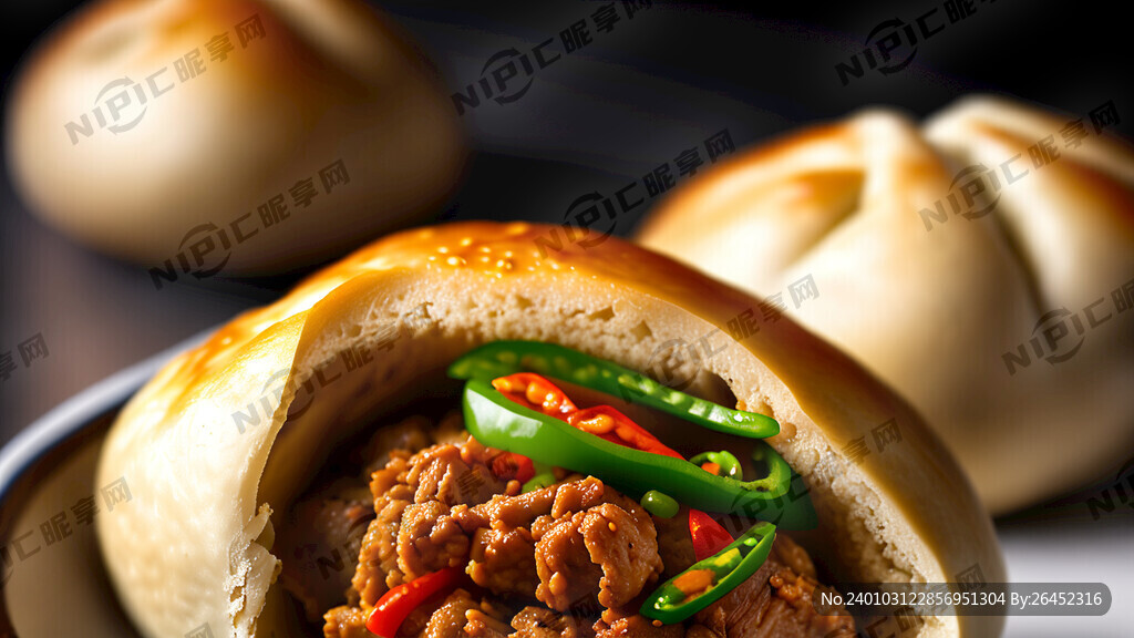 辣椒炒肉包子 写实 景深 光影