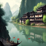 黔江风景插画