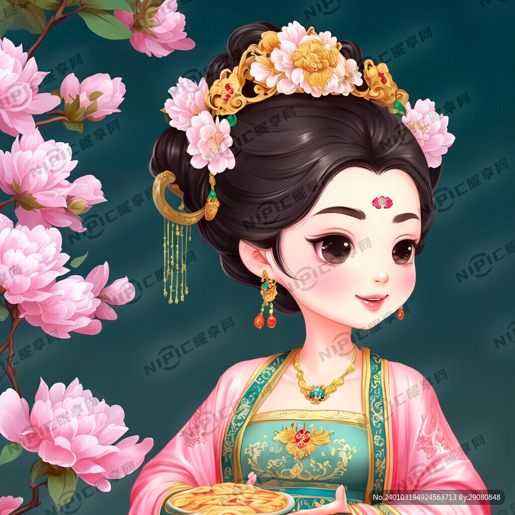 唐朝贵妃图片 卡通 可爱