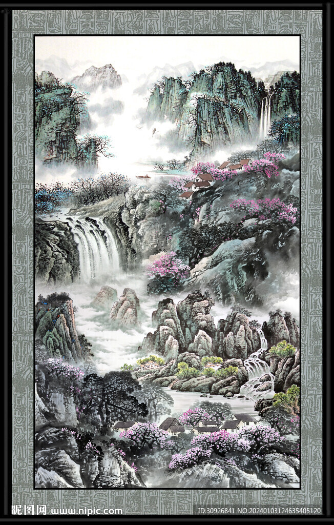 竖幅山水画 