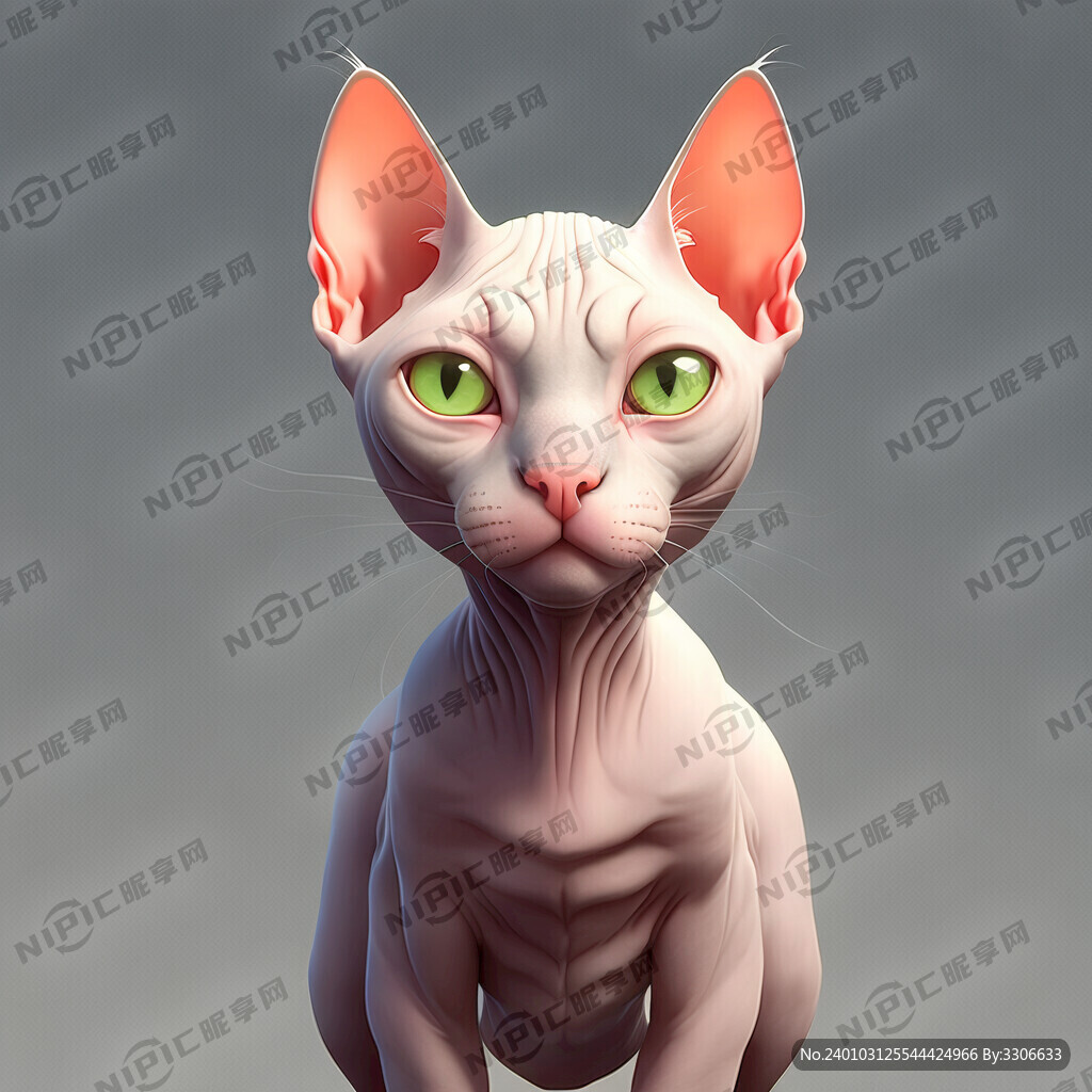 可爱 卡通 猫 正面 全身