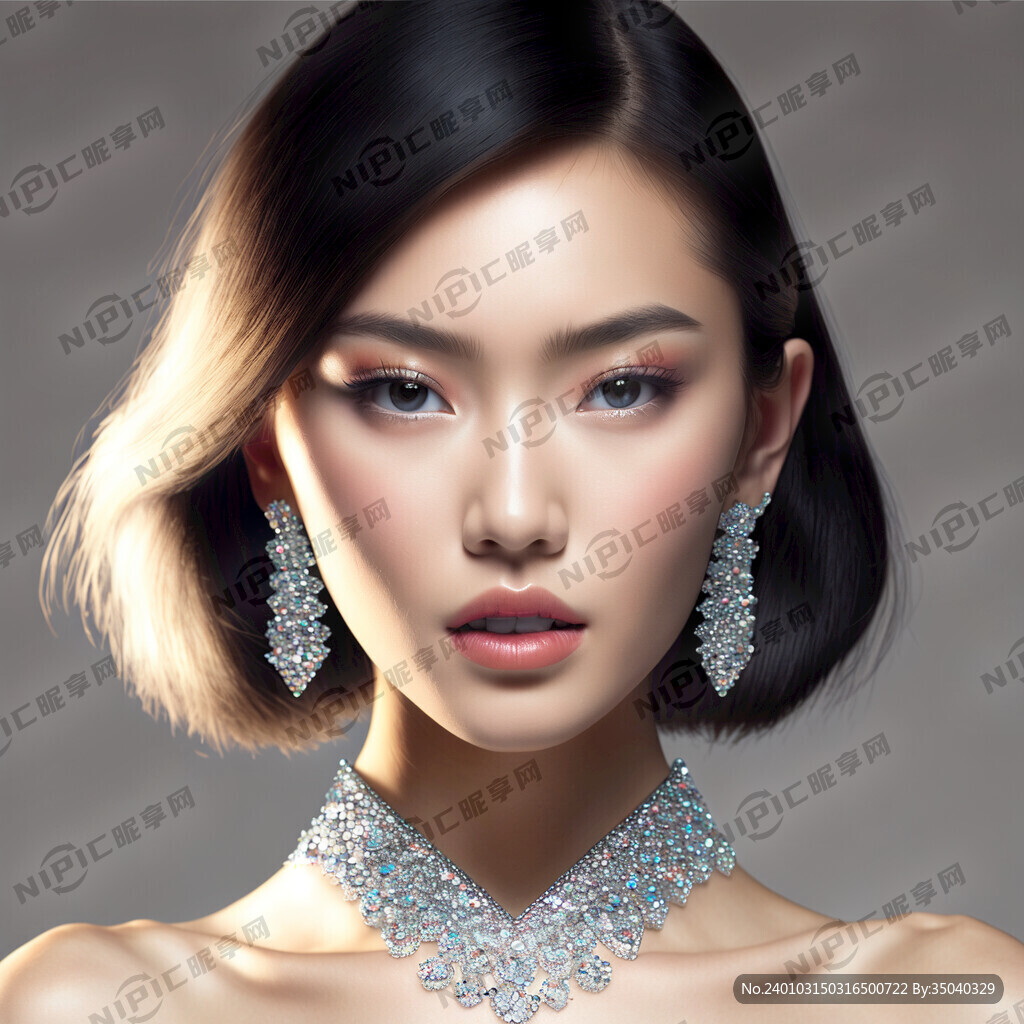 时尚模特 脸部有钻石 衣服漂亮