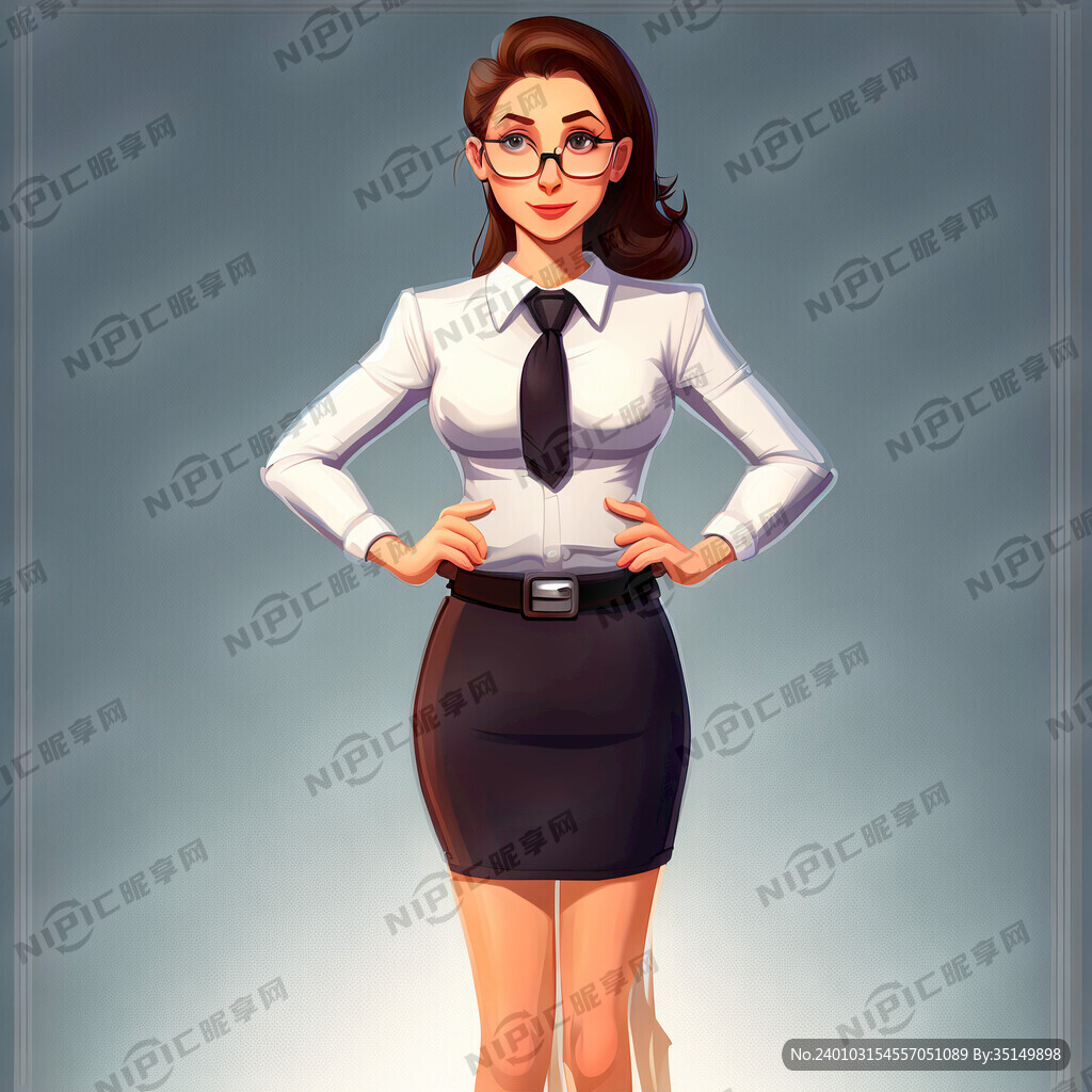 女白领商务卡通全身照