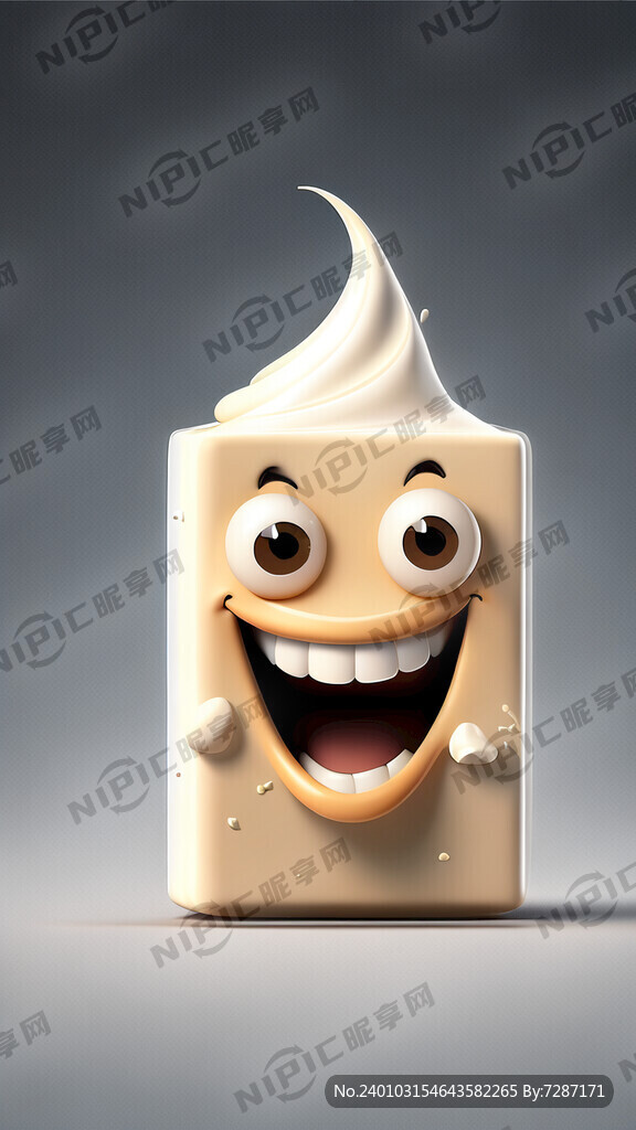 卡通 奶油块 微笑 照片 无人