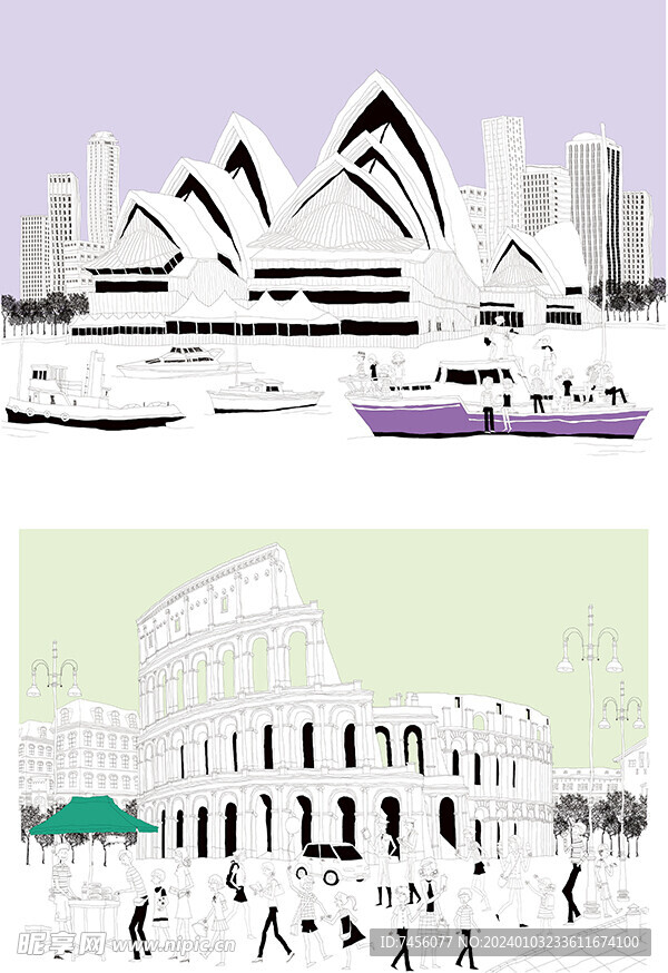 悉尼歌剧院水彩插画
