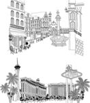 线描黑白欧式建筑风景画