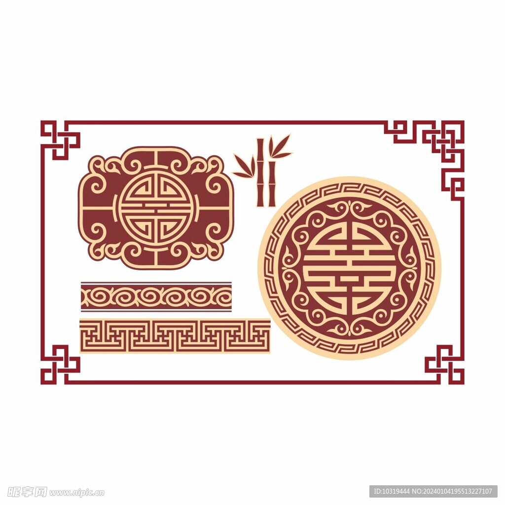 古典窗花双喜图案图形