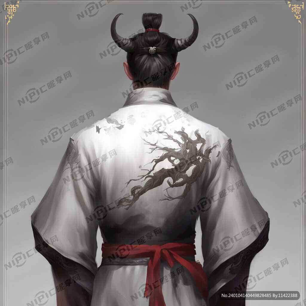 手绘男士潇洒背影 衣角飘扬