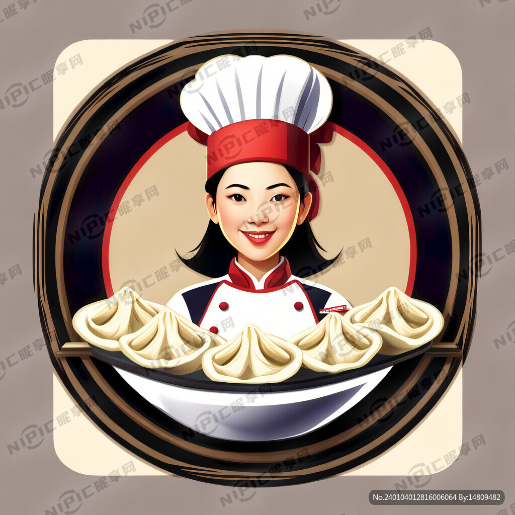 女厨师 馄饨标志