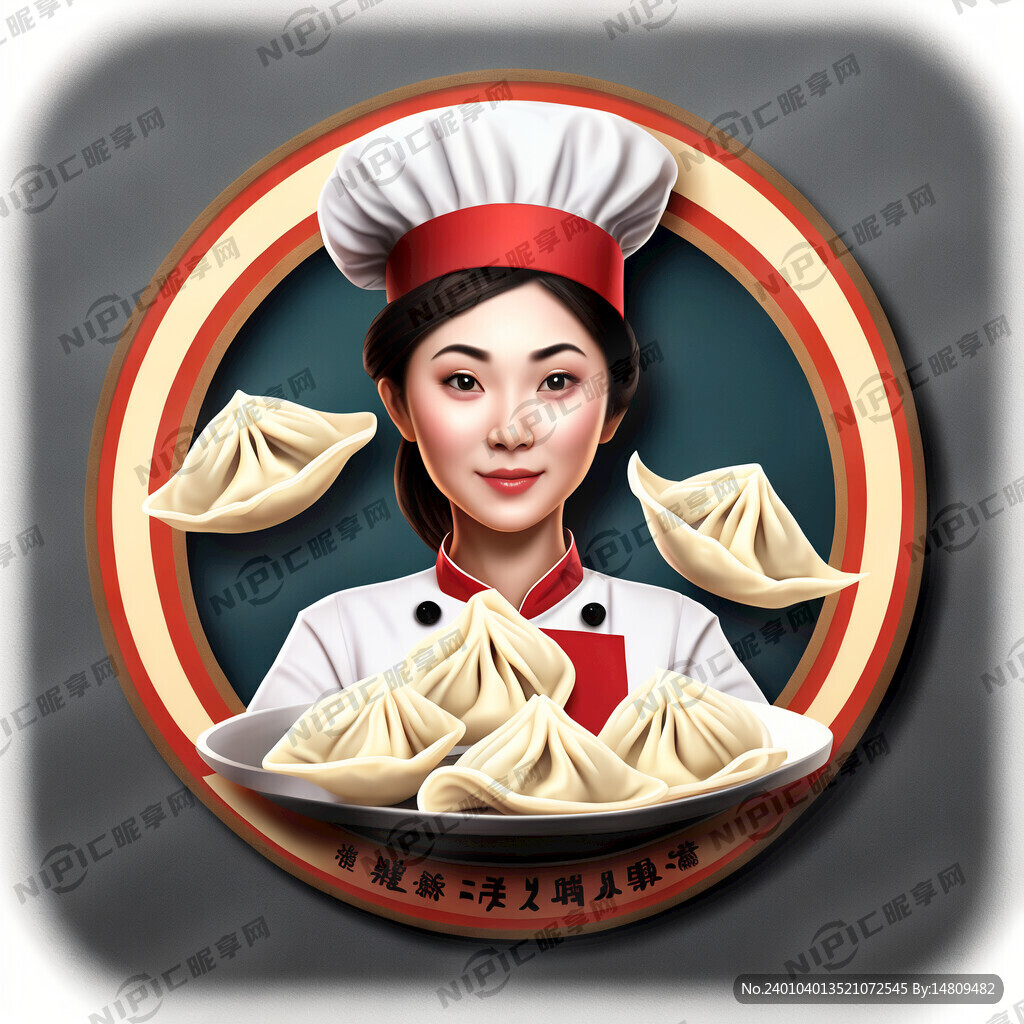 女厨师 馄饨 标志