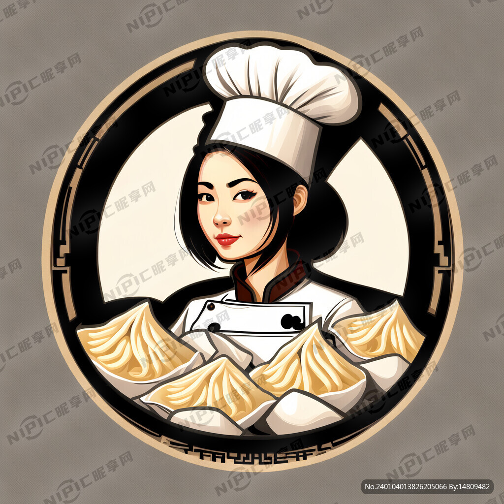 女厨师 馄饨 标志
