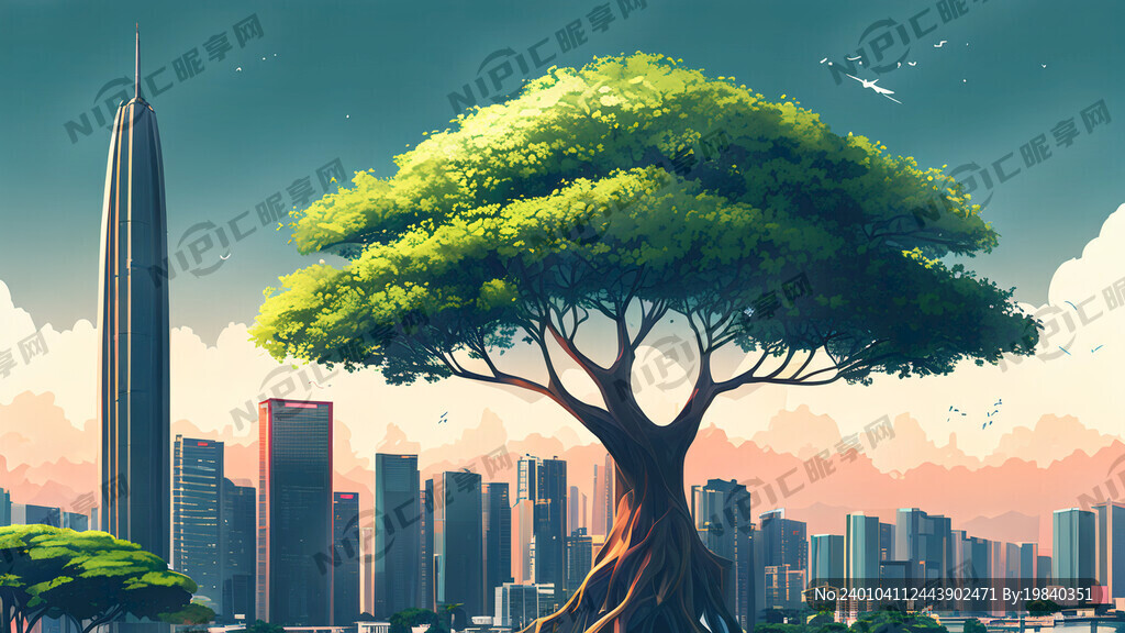 深圳城市背景 大树