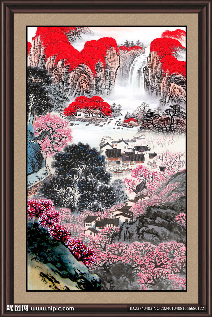 竖式山水 