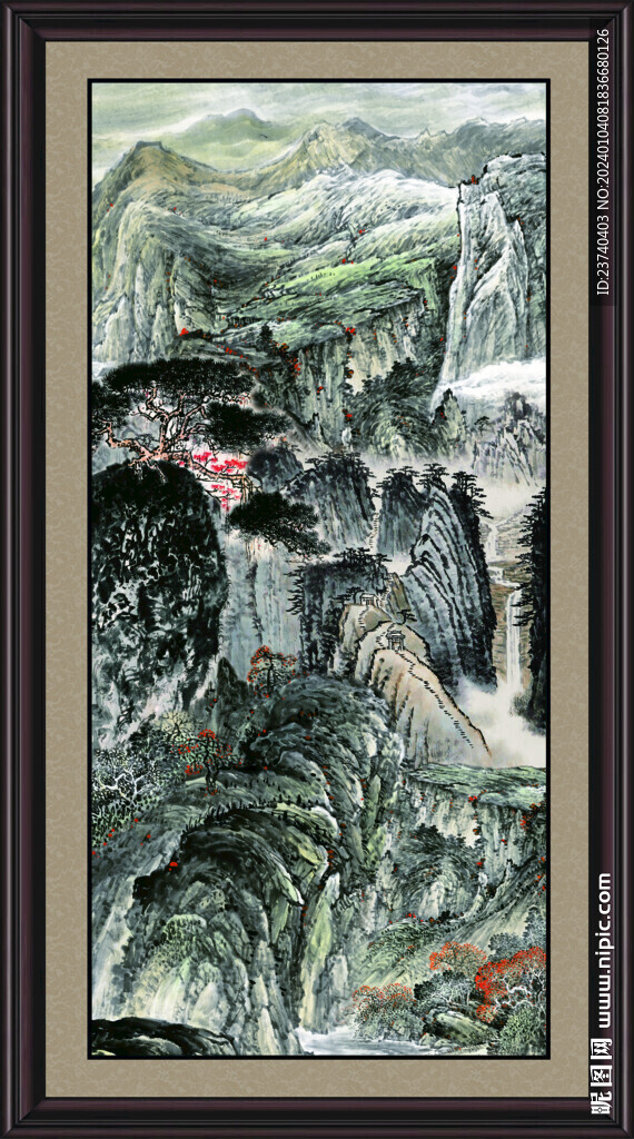 竖式山水 