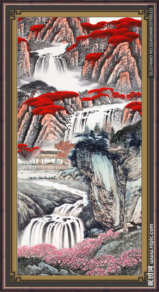 山水竖幅 