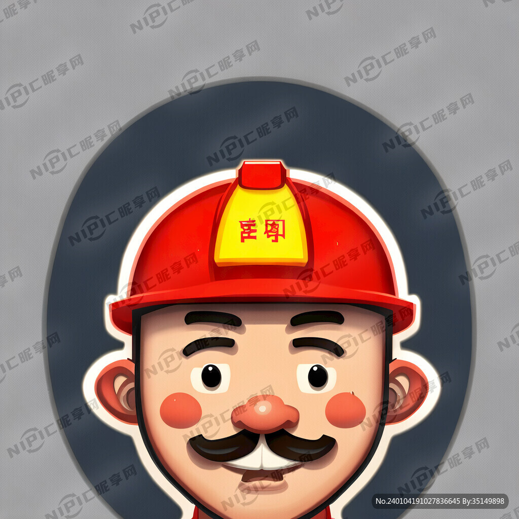 戴红色帽子建筑工人卡通人物